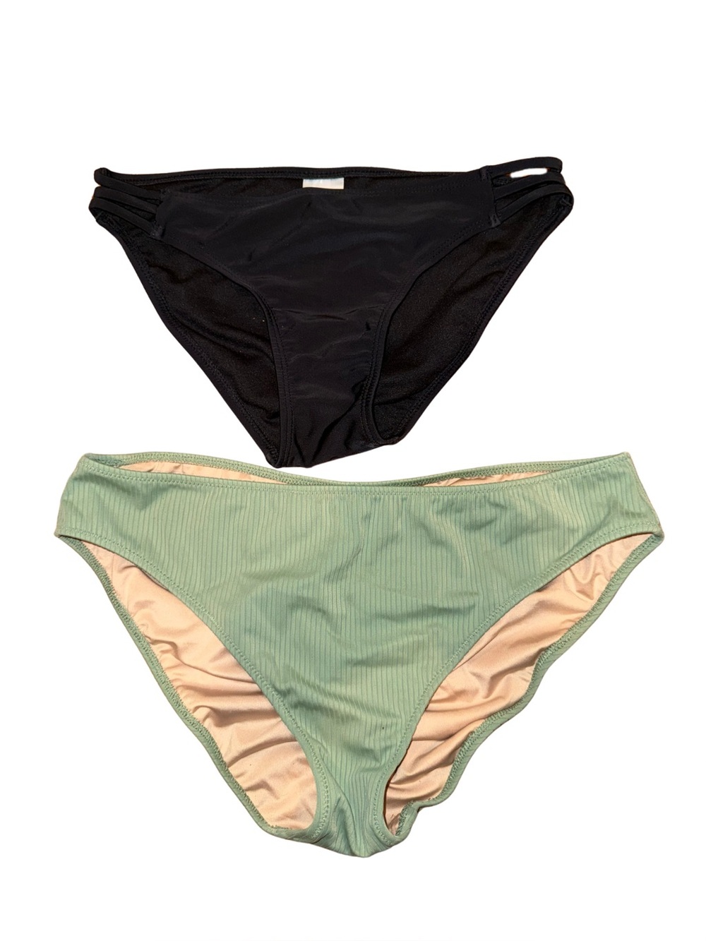 Xhilaration Black & Sage Bikini Bottoms - Twin Pack